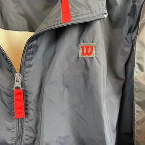 Vintage Mens Wilson Tracksuit Jacket Lined Windbreaker XL Navy Blue Red